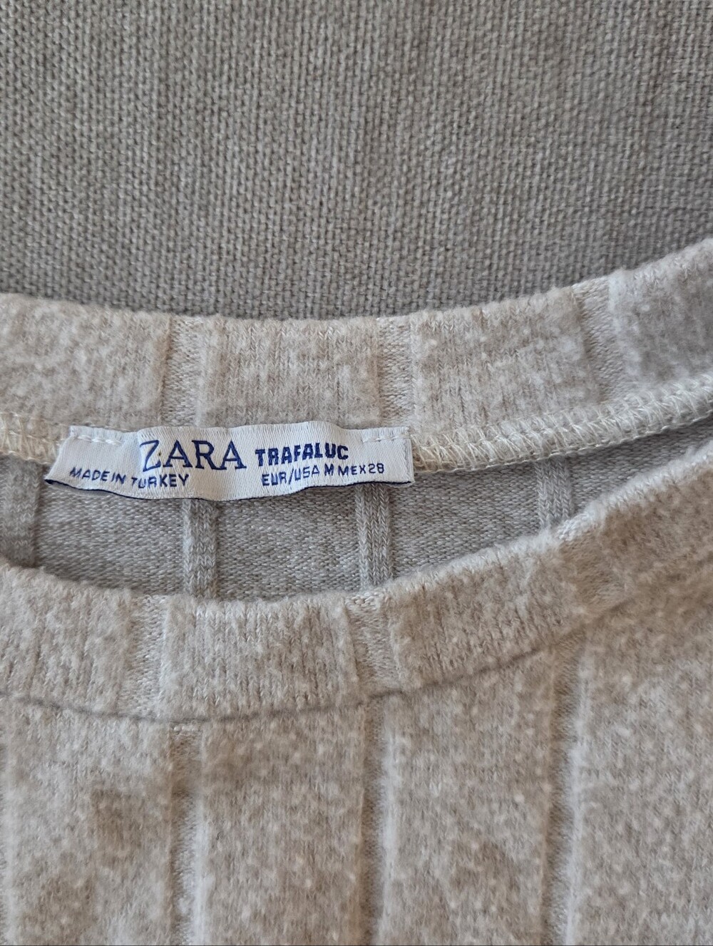Zara Knit Fuzzy Wide Ribbed Short Sleeve - Picture 4 of 4